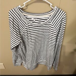 Sundance Black and White Striped Long Sleeve Top